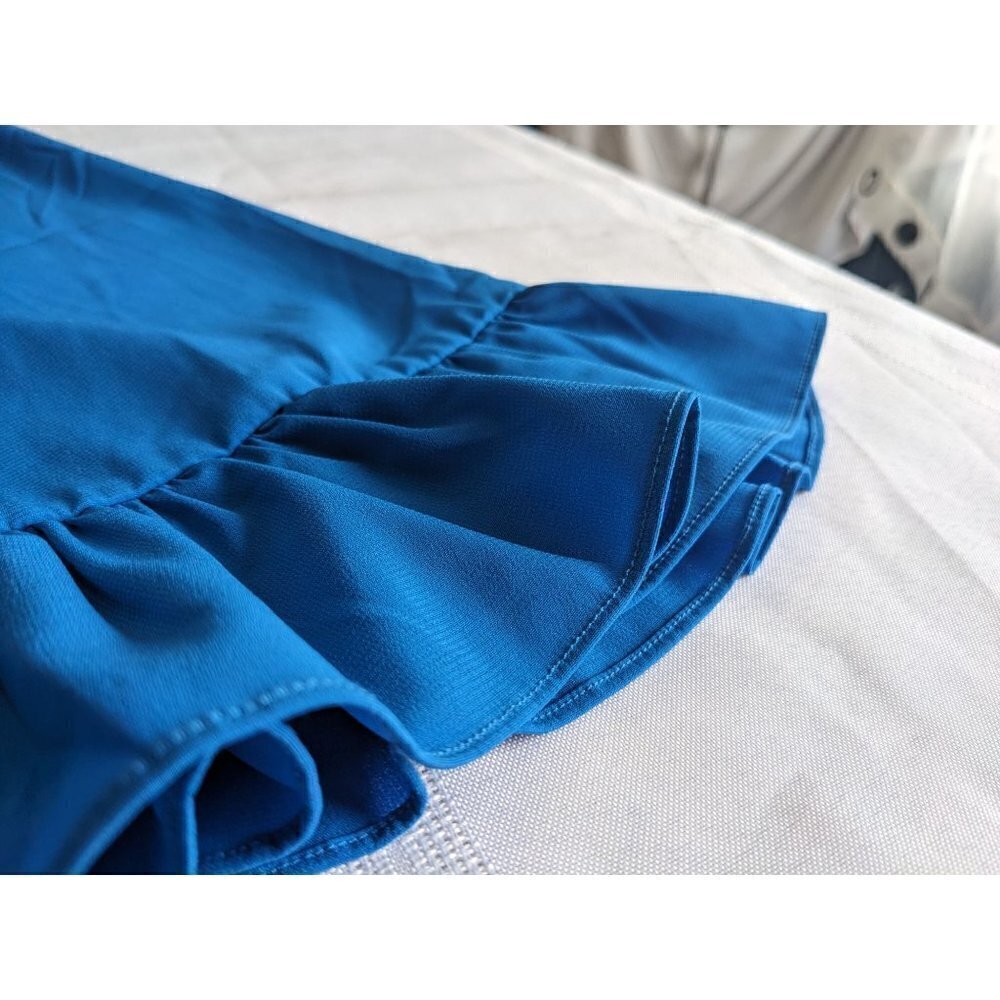 Vintage 90s BOB MACKIE Wearable Art Cerulean Open Cardigan Ruffle Sleeve Size 1X - Picture 8 of 8